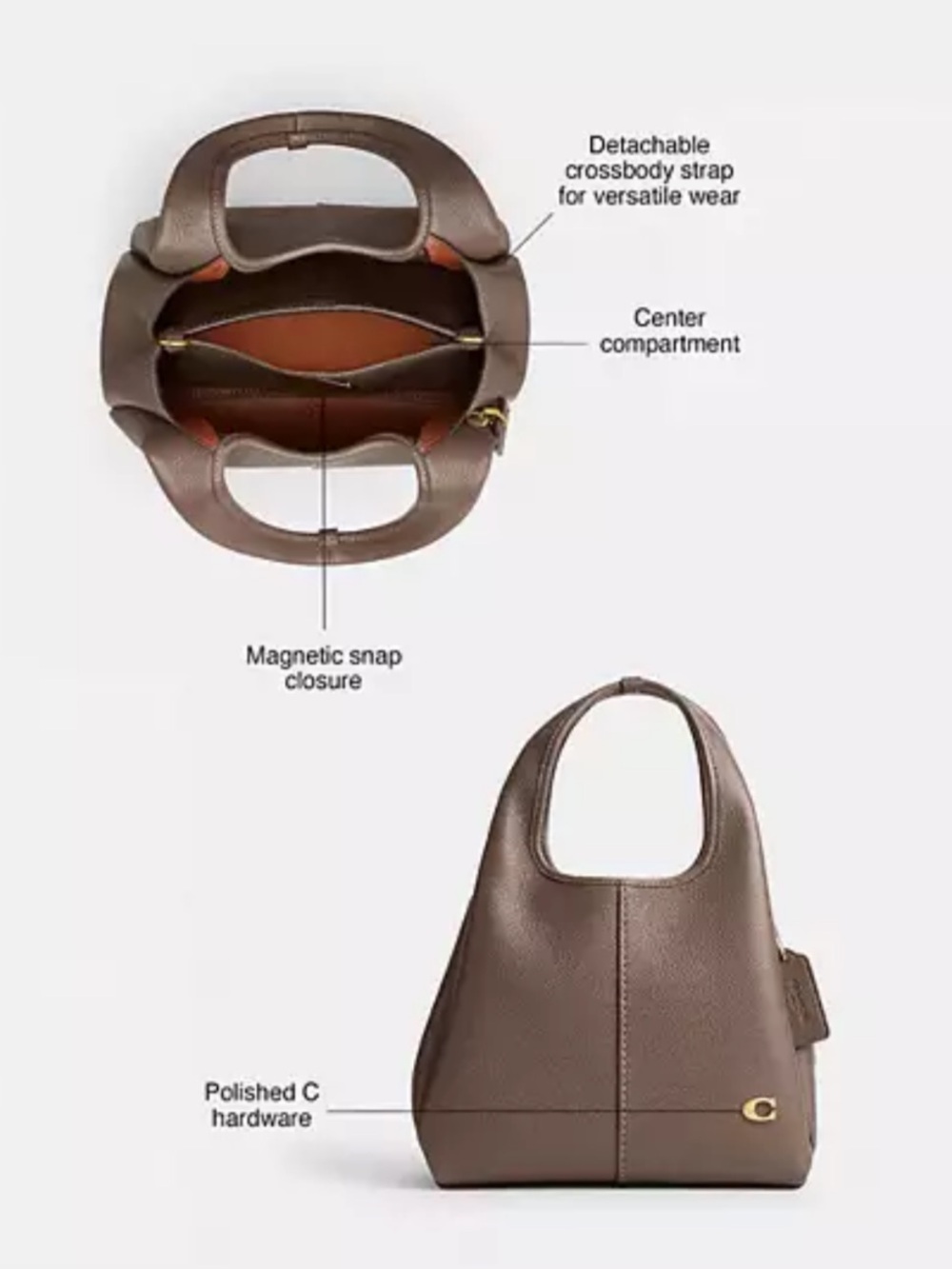 Coach Lana Shoulder Bag 23 in Dark Stone - Picture 4 of 4